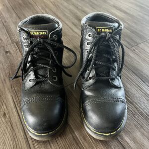 Dr Martens Steel Toe Black Lace Up Boots Slip Resistant Women’s Size 8 Work Shoe